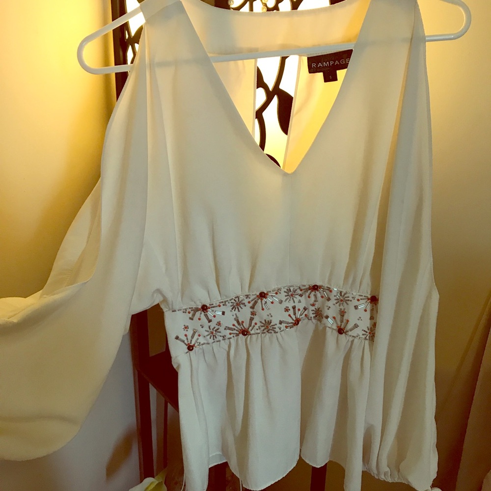 Off white Blouse with beaded detail under breast